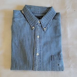 Structure oversize striped denim button down shirt